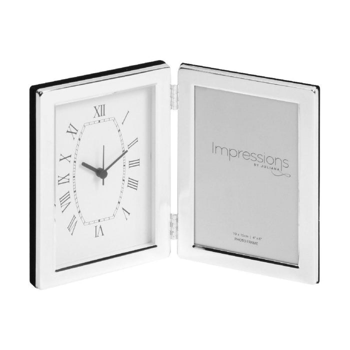 Impressions Silverplated Clock & Photo Frame